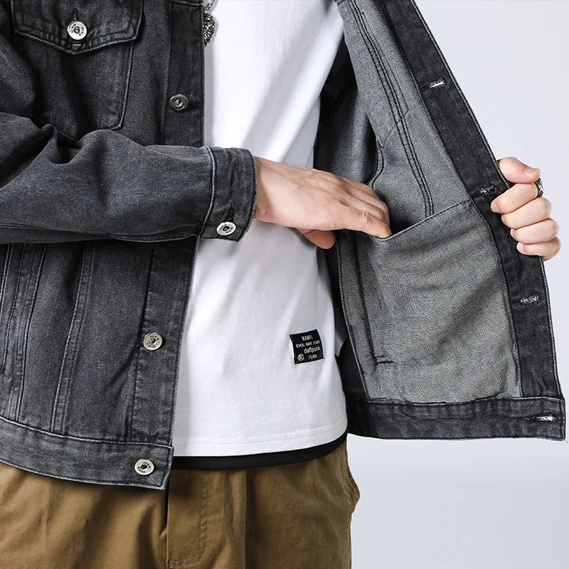 Men's Denim Jacket Falling Shoulder Pocket  Fashion Denim Shirts