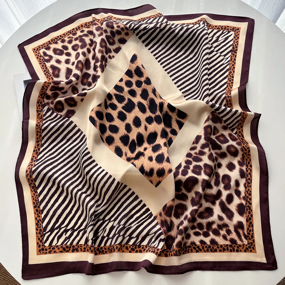 Square Scarf For Women Ladies Leopard Print Hijab