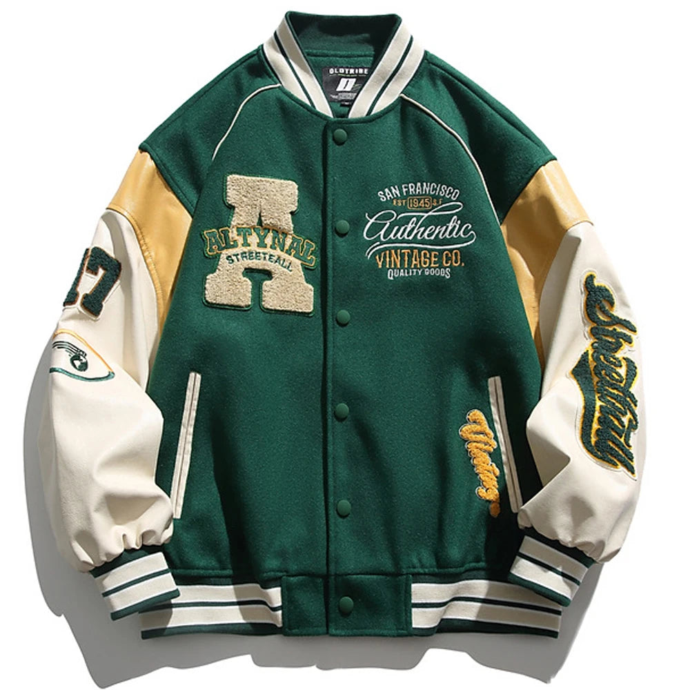 Jacket Men Letter Embroidered Streetwear Varsity Jackets Vintage