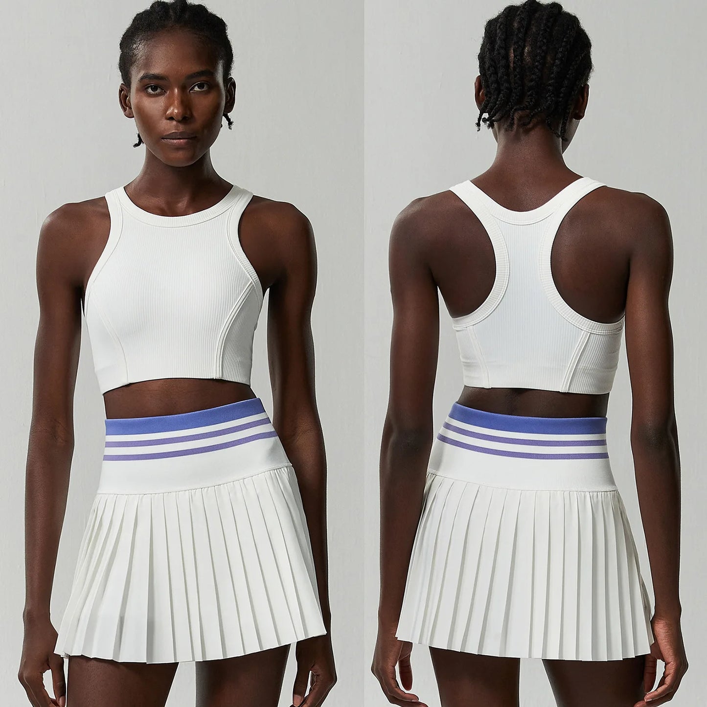 Women Tennis Set 2PCS Sexy Bra High Waist Sports Golf Skirts