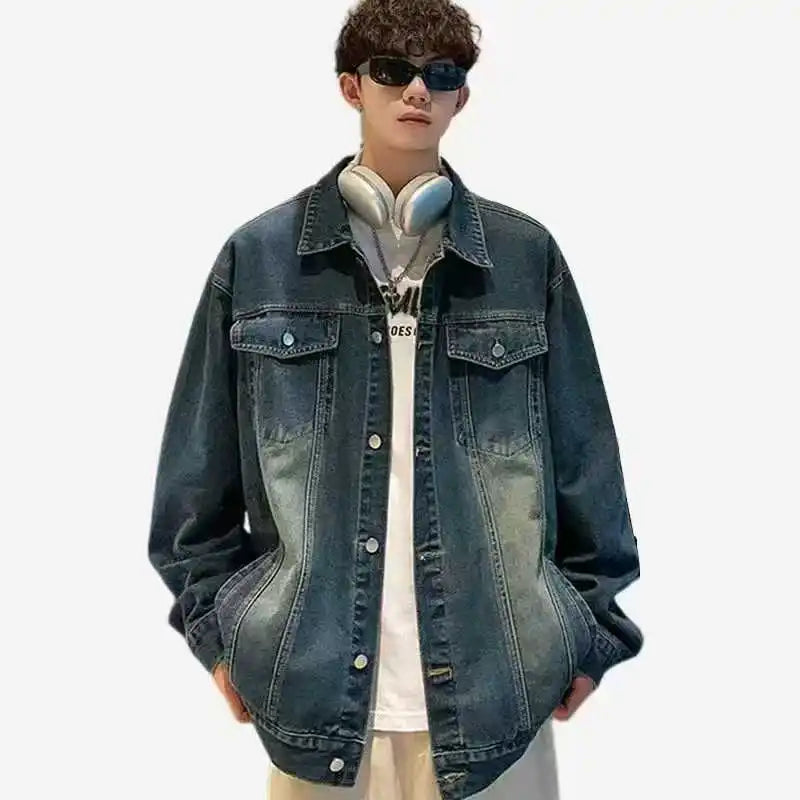 Denim Jackets Men's Fashion Casual Multi Pockets Cargo Jacket