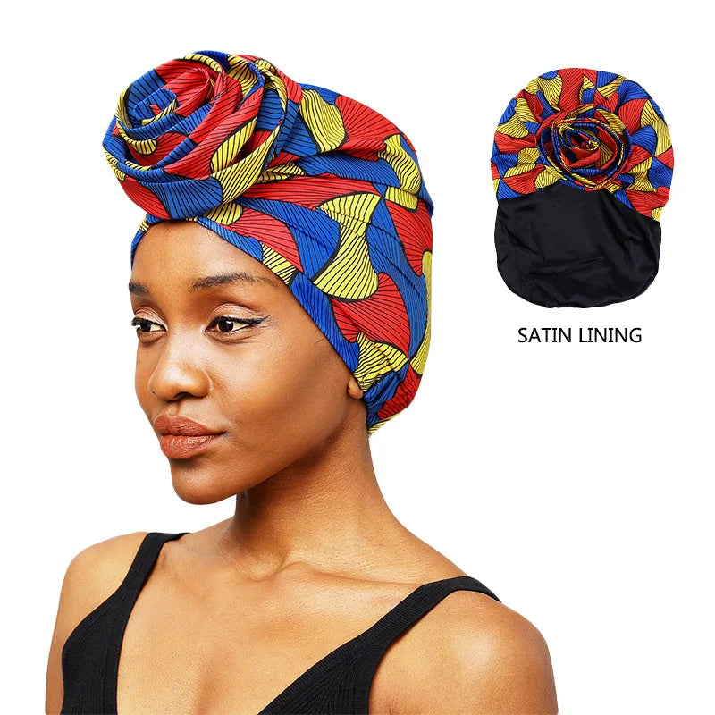 Woman African Satin Lined Turban Cap