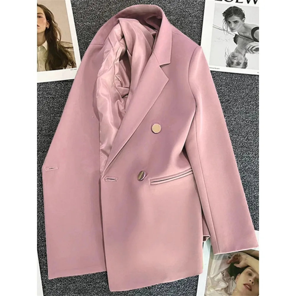 Women Suit Blazer  Blazer Luxury Double Breasted Jacket Solid Ladies Tops Clothes