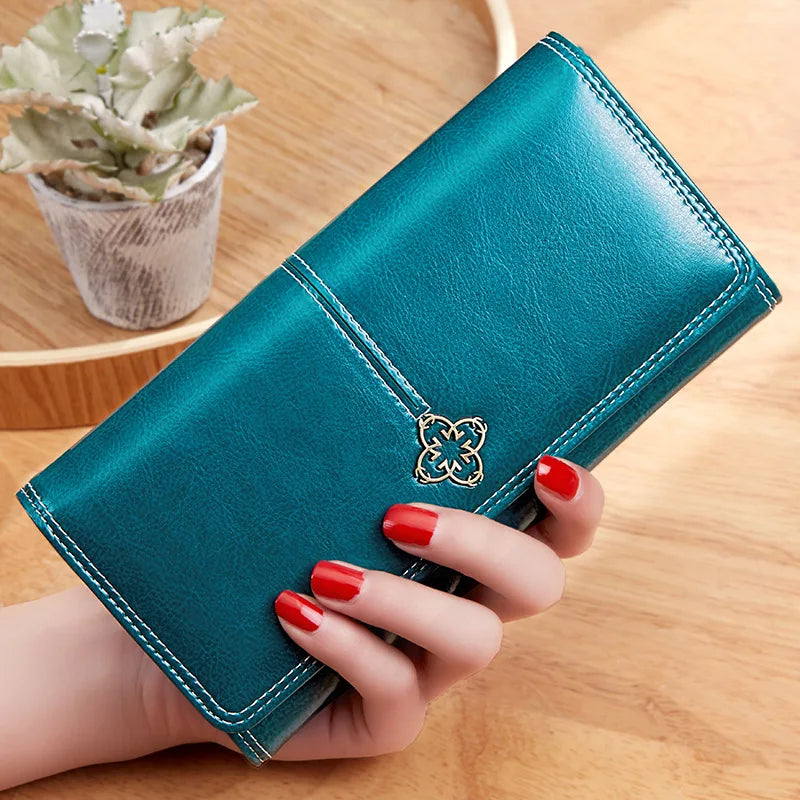 Women's Leather Wallet Woman Luxury Long Wallets