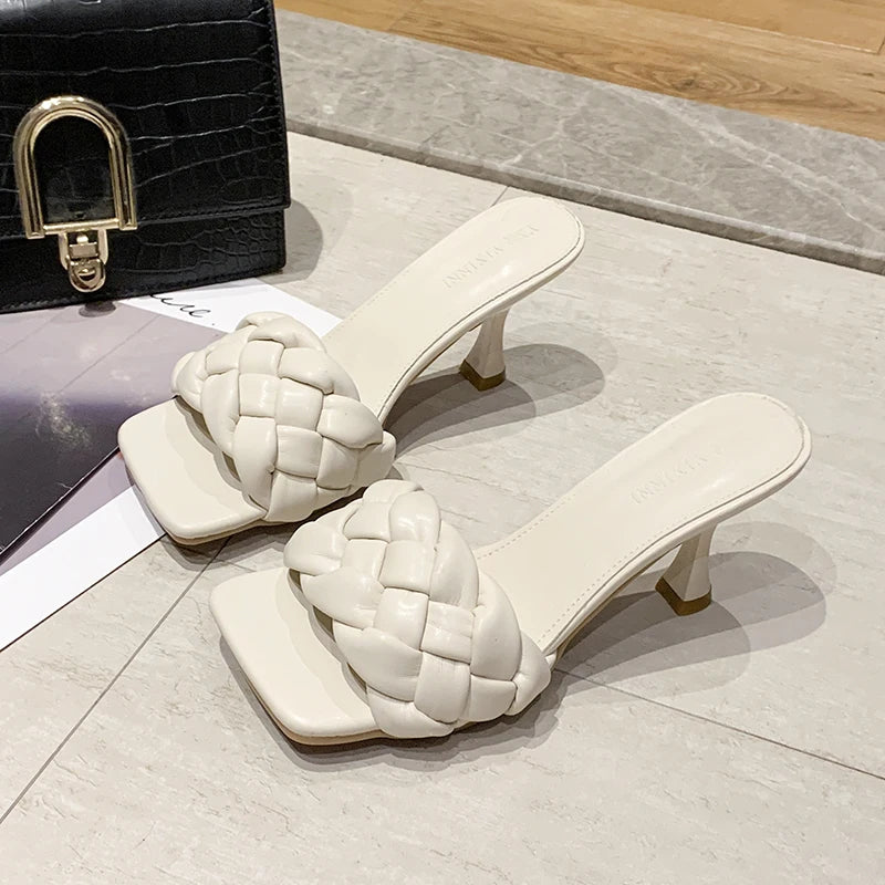 Women  Summer Slides High Quality Weave Open Toe Flat Casual Slipper