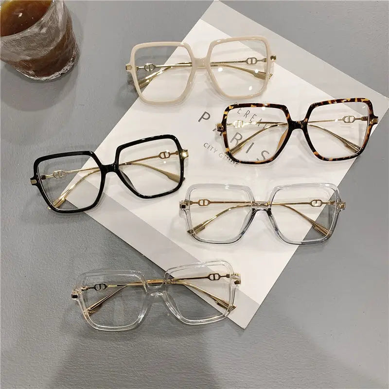 Anti Blue Light Flat Glasses  Metal Rectangular Frame