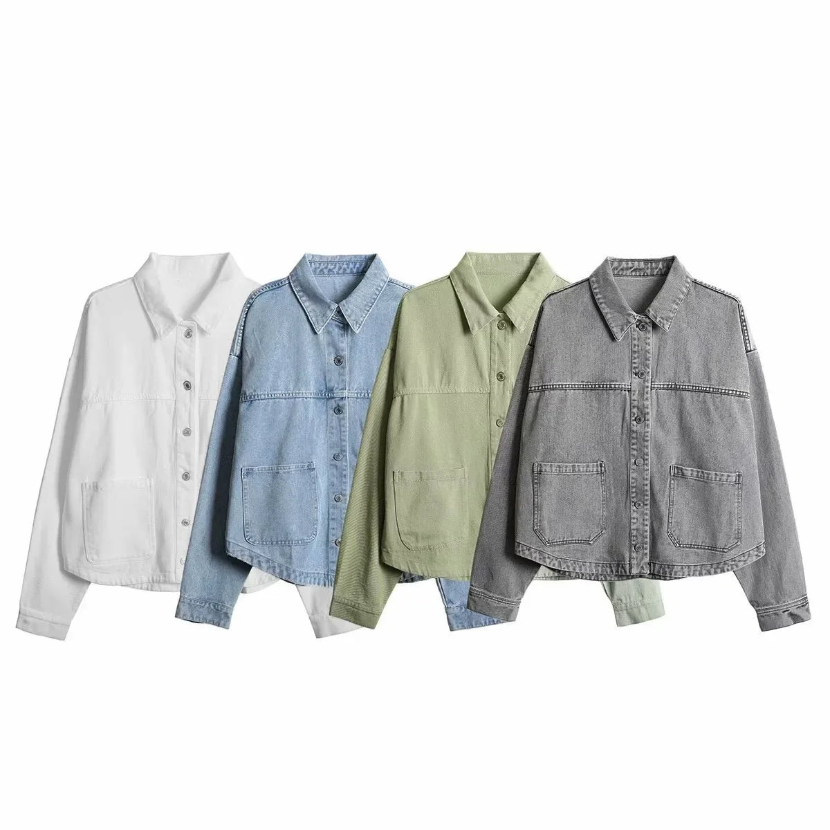Casual denim jackets for women with fashionable turn-down collar