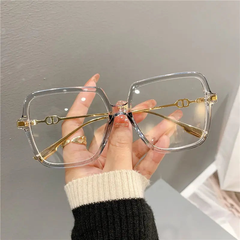 Anti Blue Light Flat Glasses  Metal Rectangular Frame