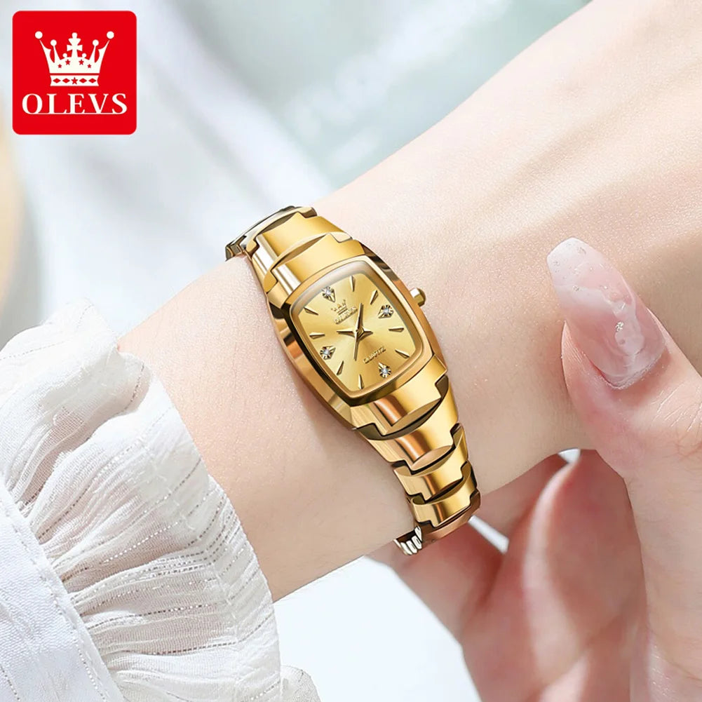 Women's  Quartz  Waterproof Tungsten Steel Case Strap Luminous Date Watch