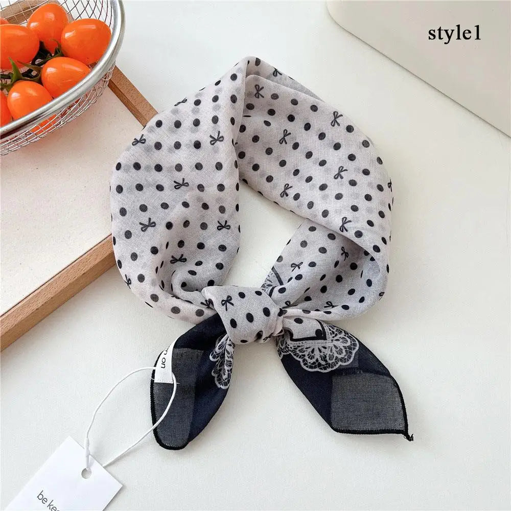 Dot Print Square Headbands Neck Scarves