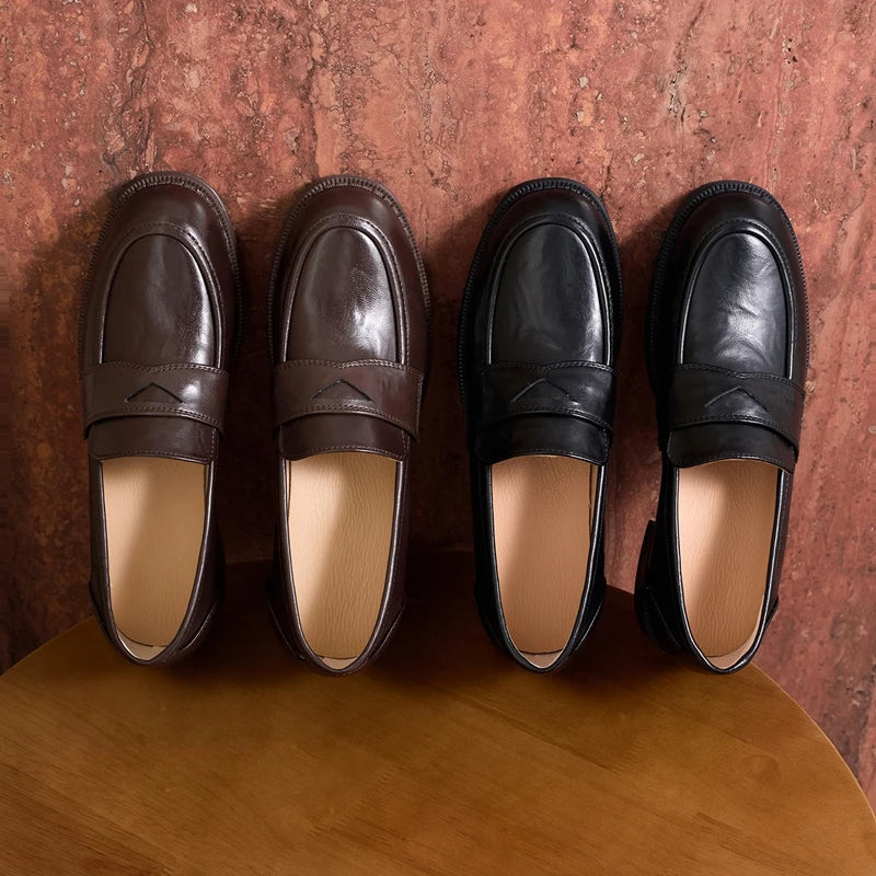 Women's Loafers  Shallow British style Low-heeled Slip-on Female Shoes