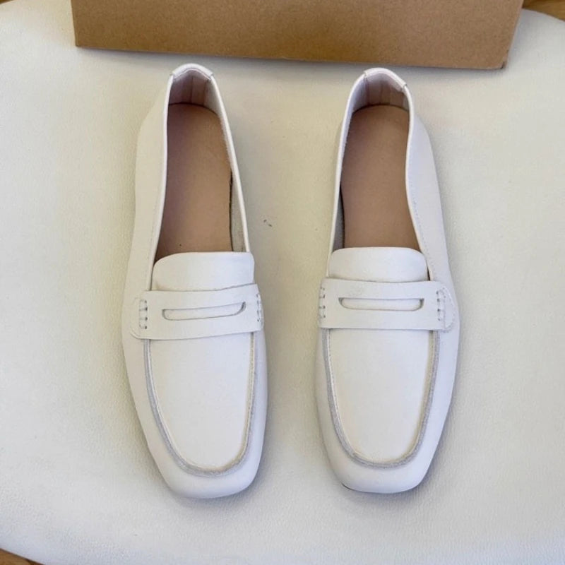 Loafers Woman Leather Mocassins  Casual Flat Shoes