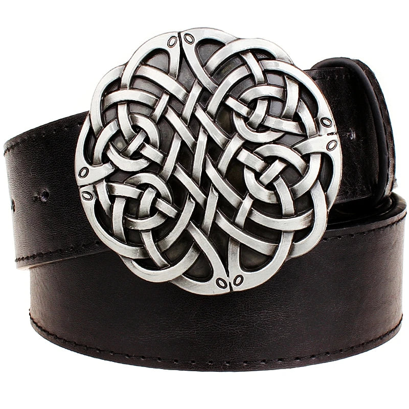 Fashion Leather Belts Big Metal Buckle Celtic Knot