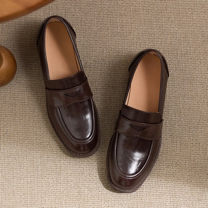 Women's Loafers  Shallow British style Low-heeled Slip-on Female Shoes
