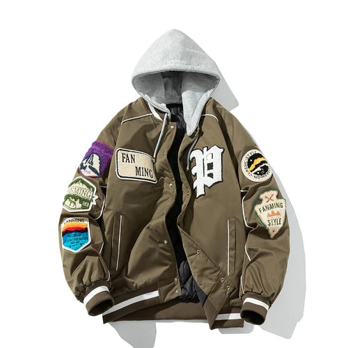 Winter Varsity Jacket Men Women Letter Badge American Baseball Jacket Street Fashion