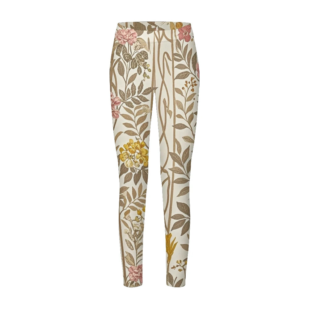 Women's High-Waisted Leggings with Botanical Print