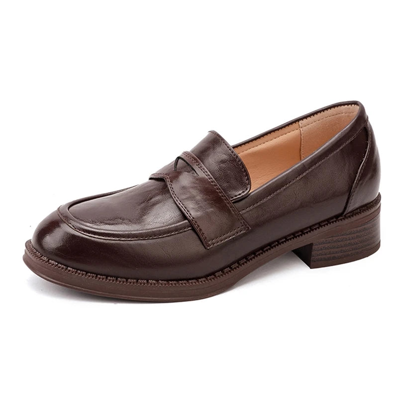 Women's Loafers  Shallow British style Low-heeled Slip-on Female Shoes