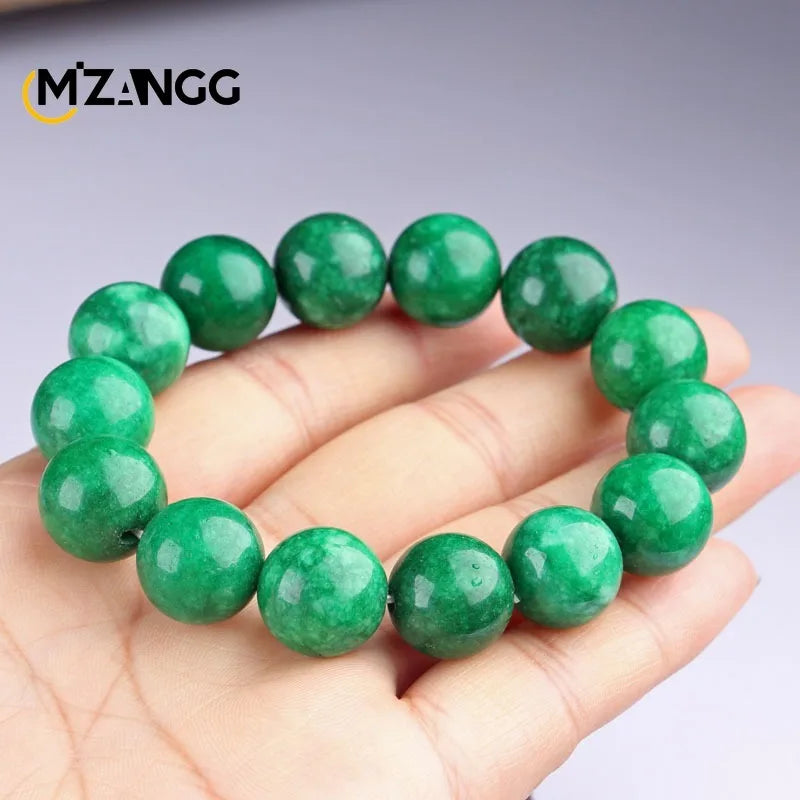 Natural Jade Dry Green Bracelet Necklace Hand-carved