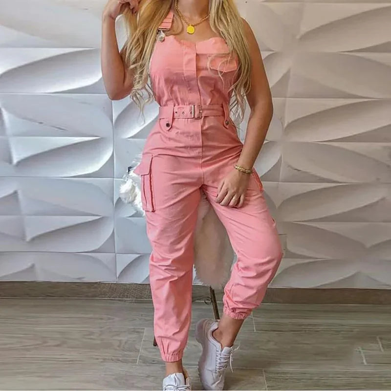 Fashion Strap Jumpsuit Women Loose Dungarees Long Rompers