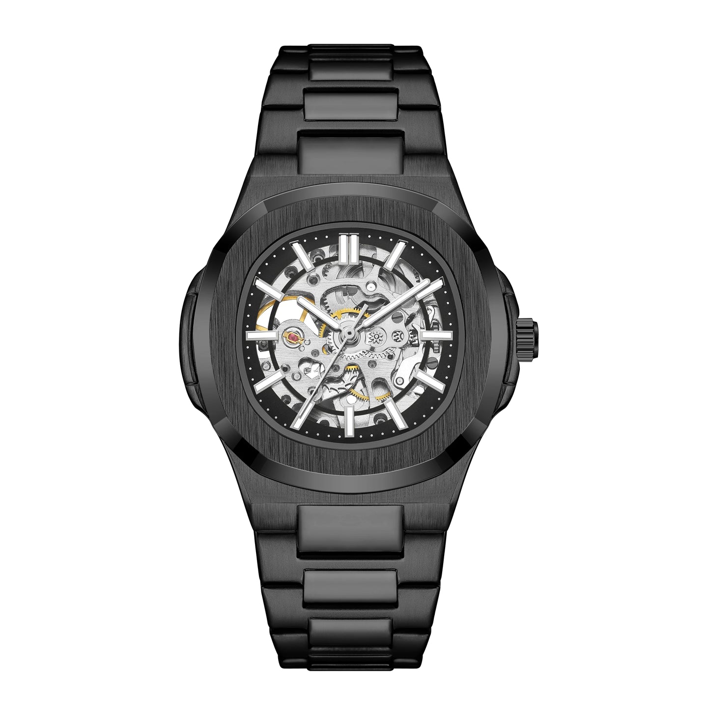 Luxury Automatic Watch For Men Mechanical Wristwatch Skeleton Stainless Steel