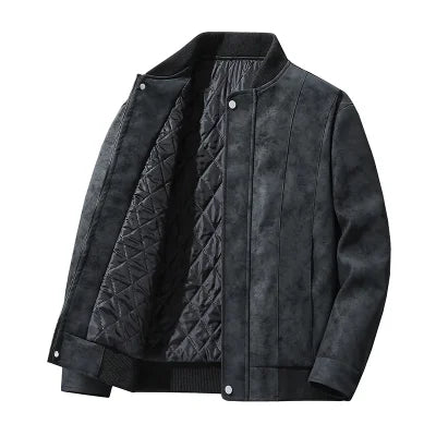 Mens Leather Jacket Suede Waterproof