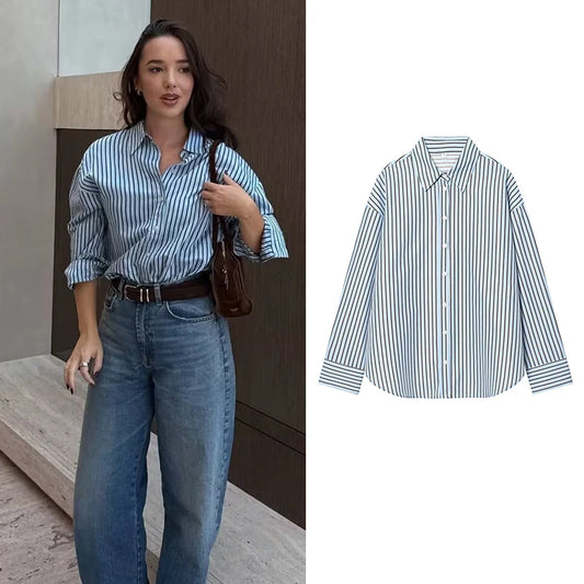 Fashion Blouses Spring Women's Chic Stripes