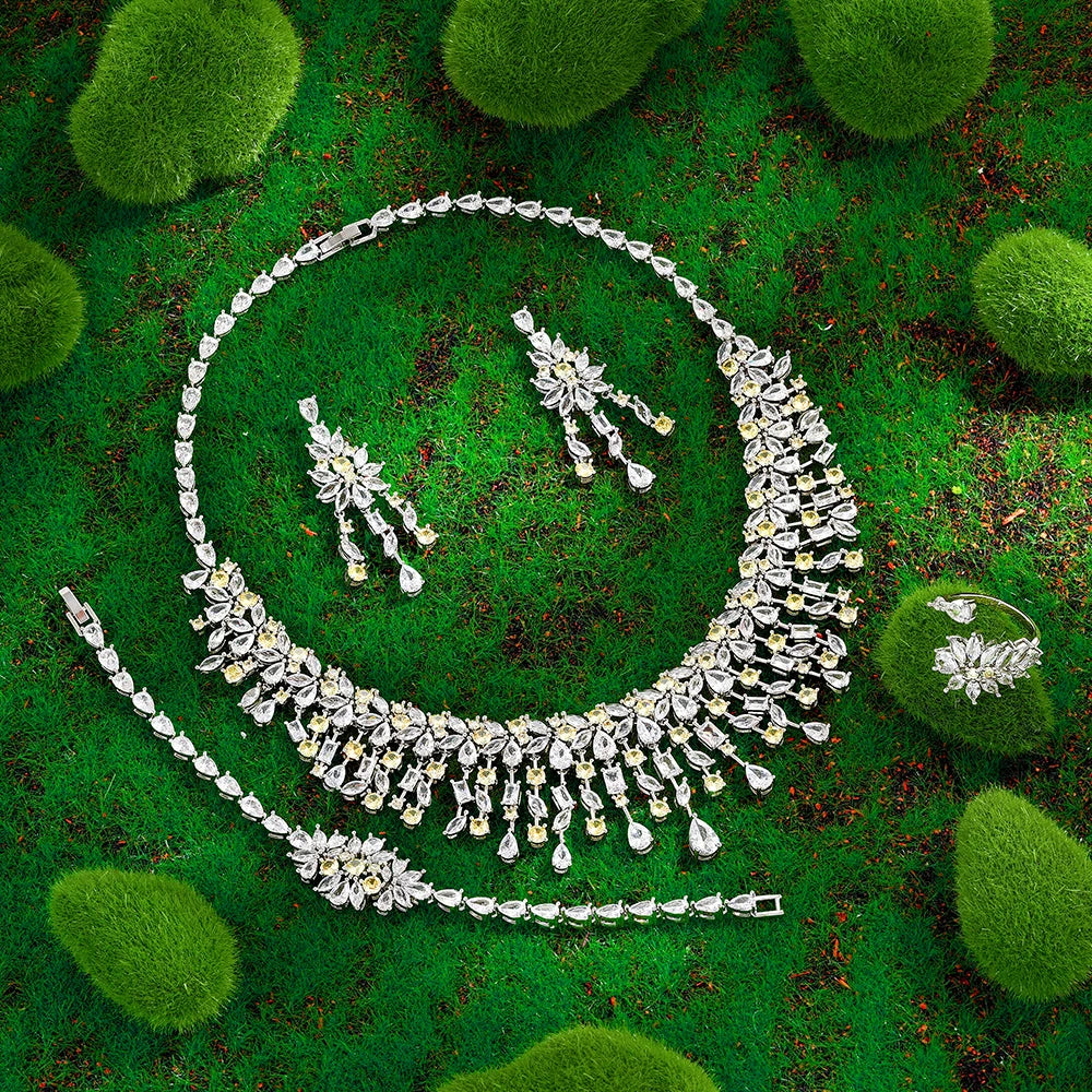 Cubic Zirconia Bridal Wedding Jewelry Set