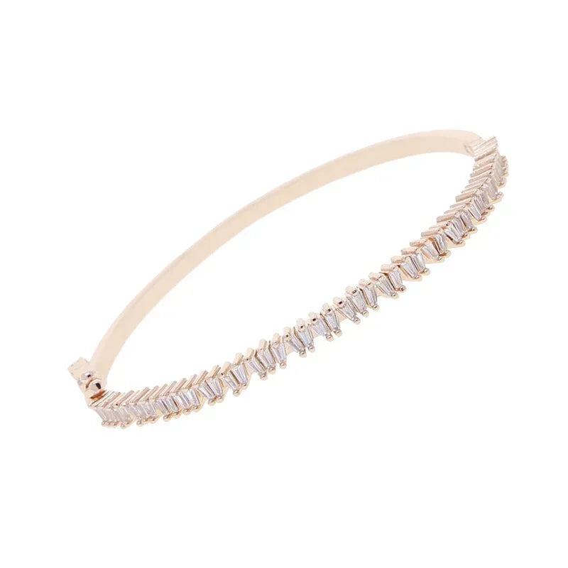Women's Jewelry Full Paved Rectangle Bangle