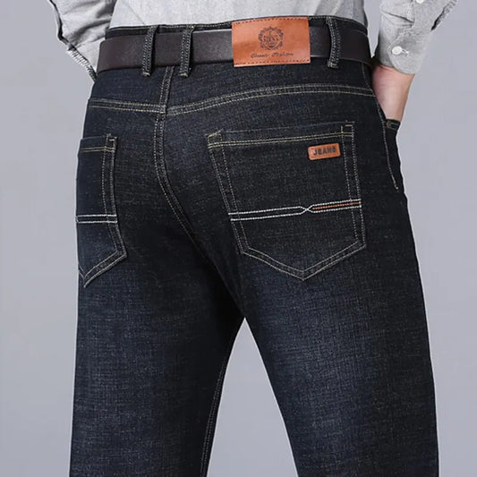 Men Classic Jeans  SOveroft Black Biker Denim