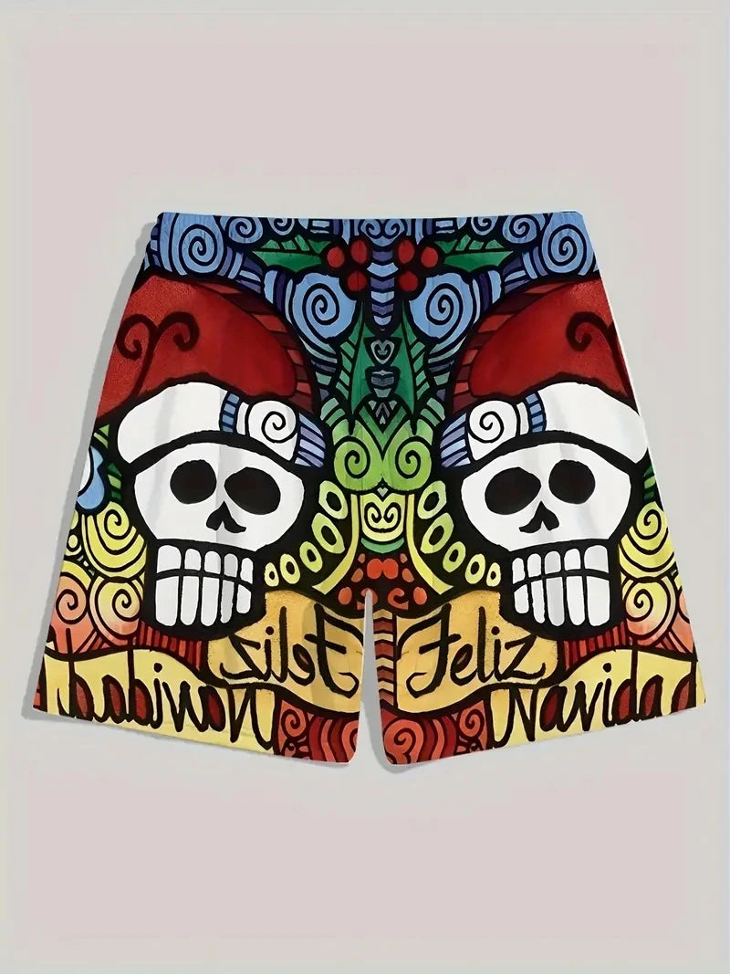 Men's Beach Pants Red Dragon 3D Printed