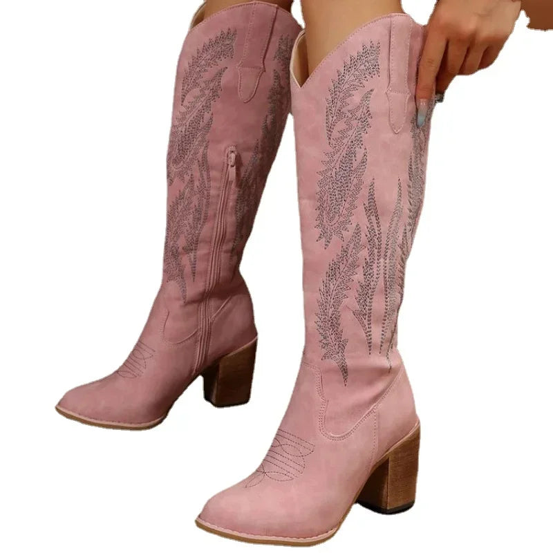 Women Thick Heels Western Boots Women