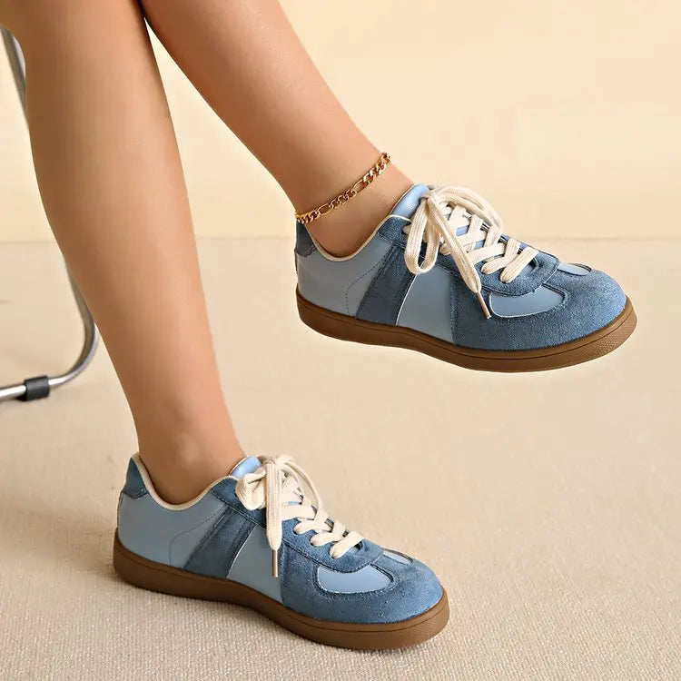 Women's Flat-bottomed Sneakers  Casual Lace-up Comfortable Low-cut Shoes