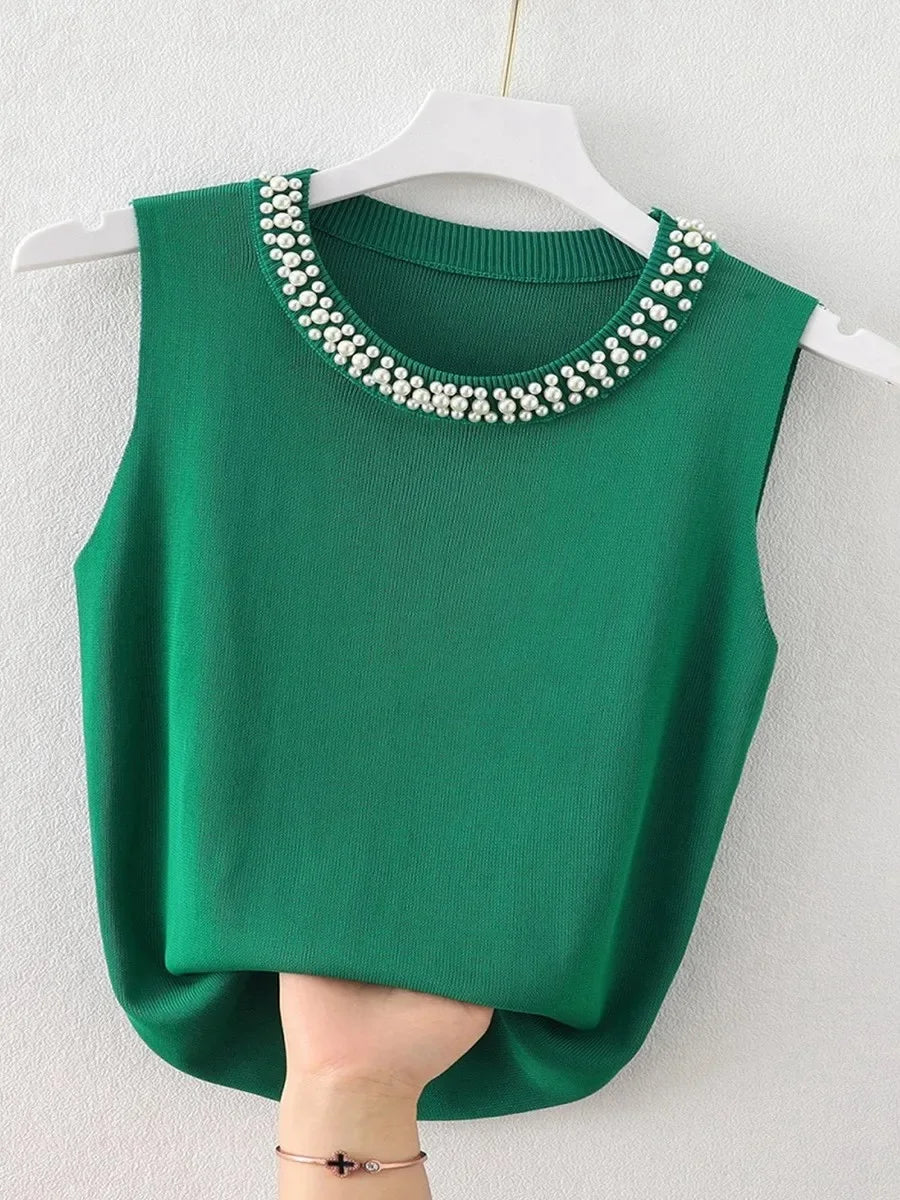 Knitted Tank Female Sleeveless Casual Thin Tops