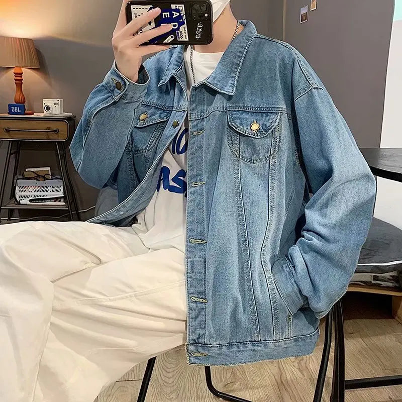 Black Denim Short Jacket Men