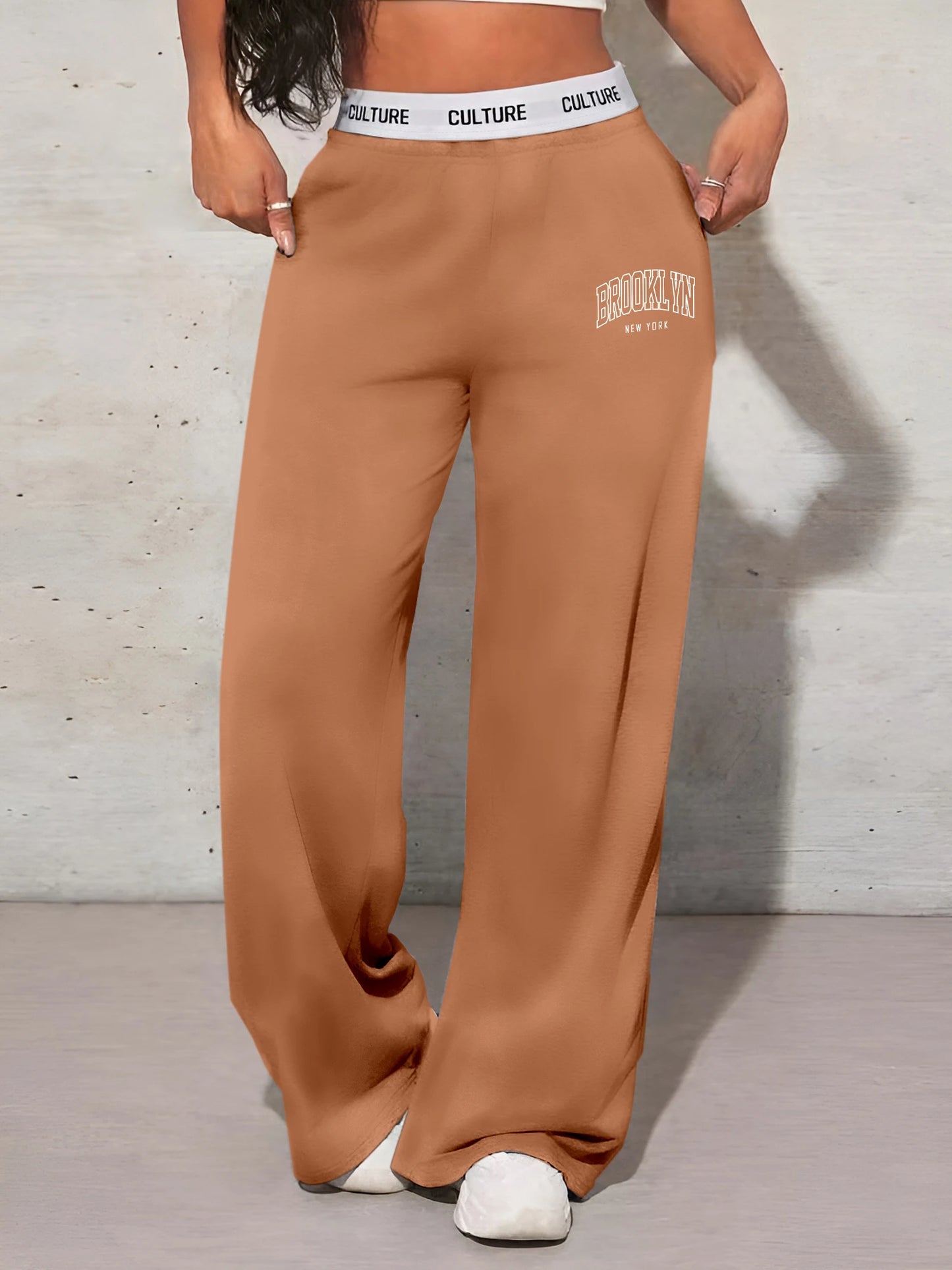 Women's  Letter Printed Casual Loose Wide Leg Pants