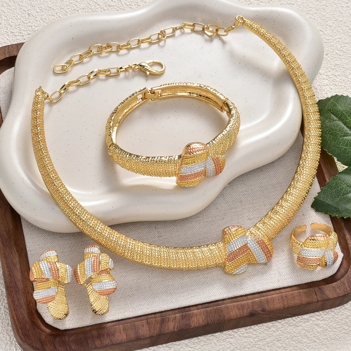 4pcs Women's Jewelry Set Colorful Bow Collar