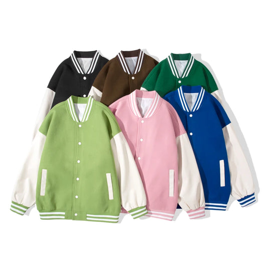 Varsity Jackets Button Leather Sleeve Men Custom Logo