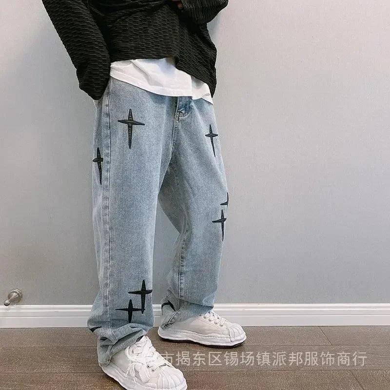 Jeans Men Wide Leg Cargo Pants Streetwear Baggy Men Korean Fashion Loose Straight