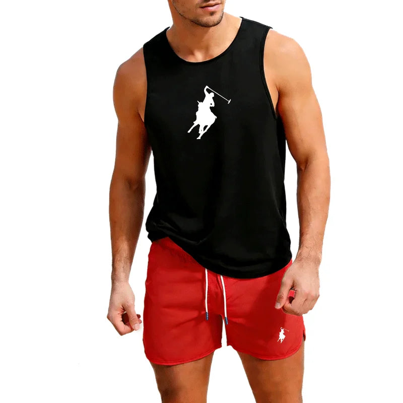 Summer Vest and Shorts Set 2 Piece Outdoor Jogging Athletic Sportswear