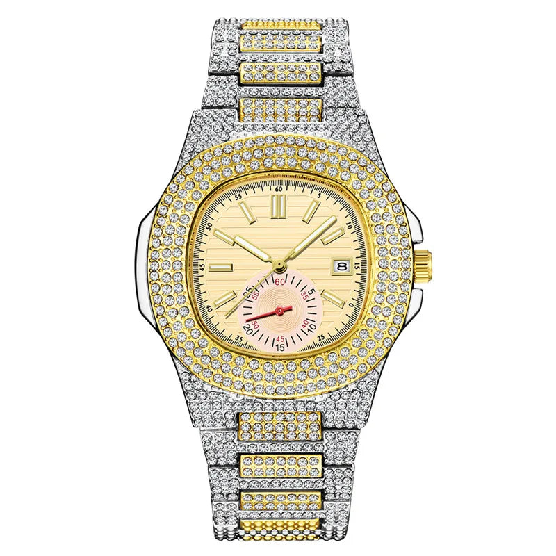 Watches For Men Reloj Hombre Fashion Alloy Band Diamond Calendar Gifts Quartz Wristwatches