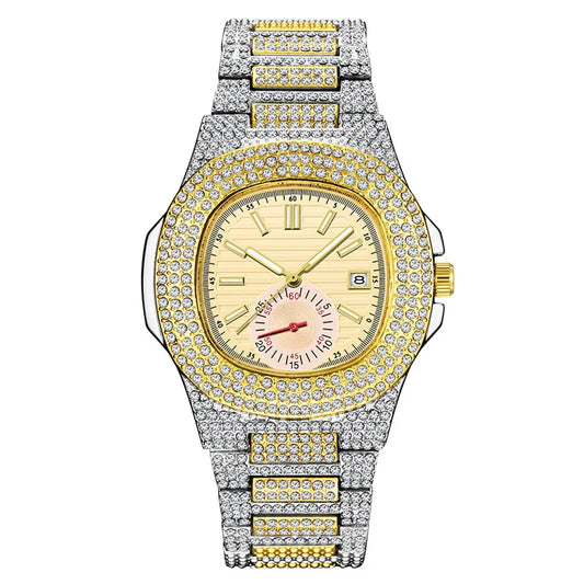 Watches For Men Reloj Hombre Fashion Alloy Band Diamond Calendar Gifts Quartz Wristwatches