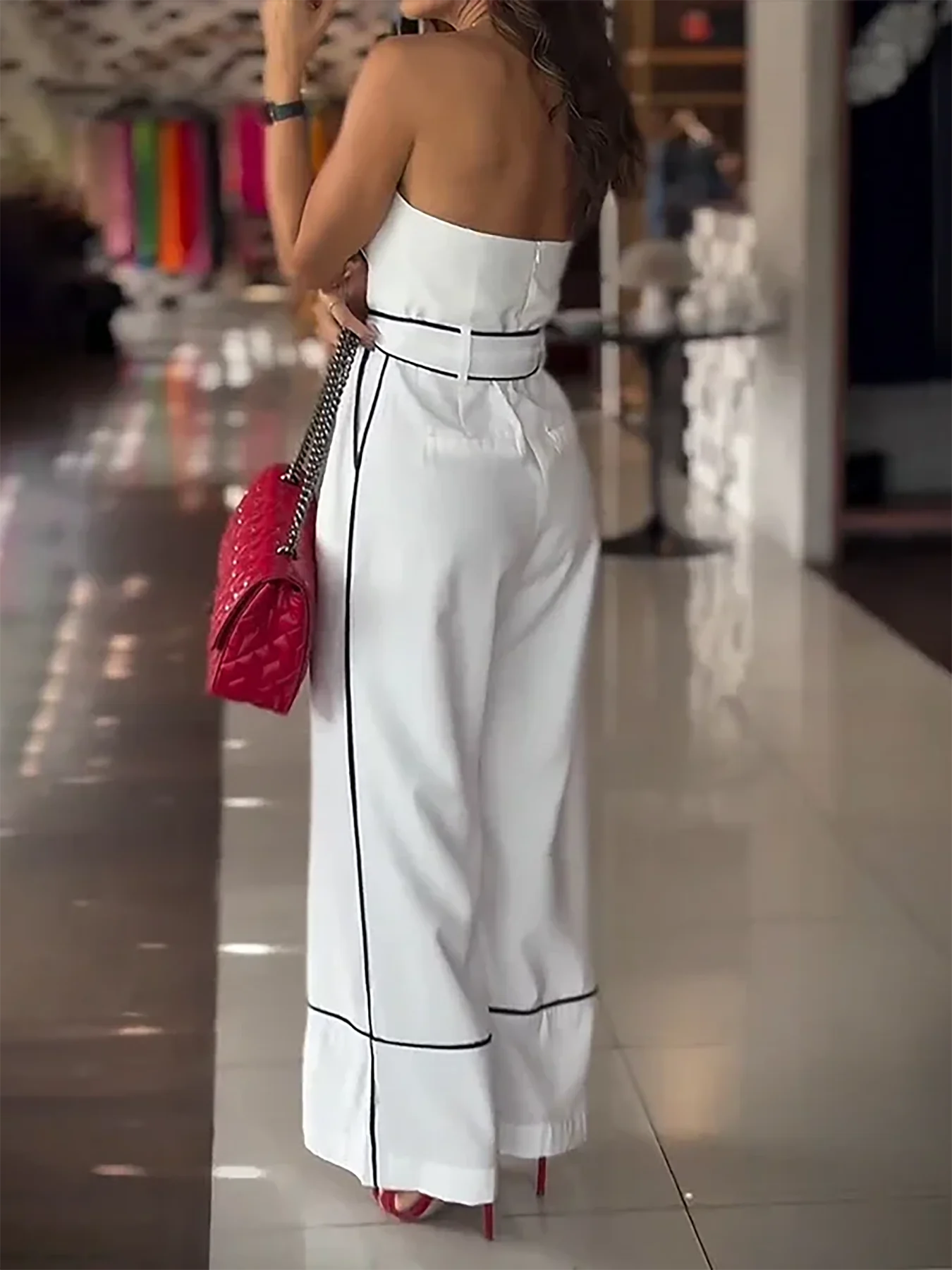 Women'S Chic Sleeveless Jumpsuit with Adjustable Waist Tie