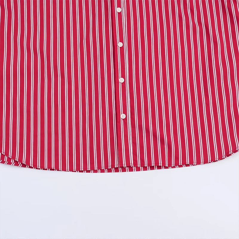 Woman Blouses Stripe Shirts Long Sleeve  Casual  Button Up Shirts