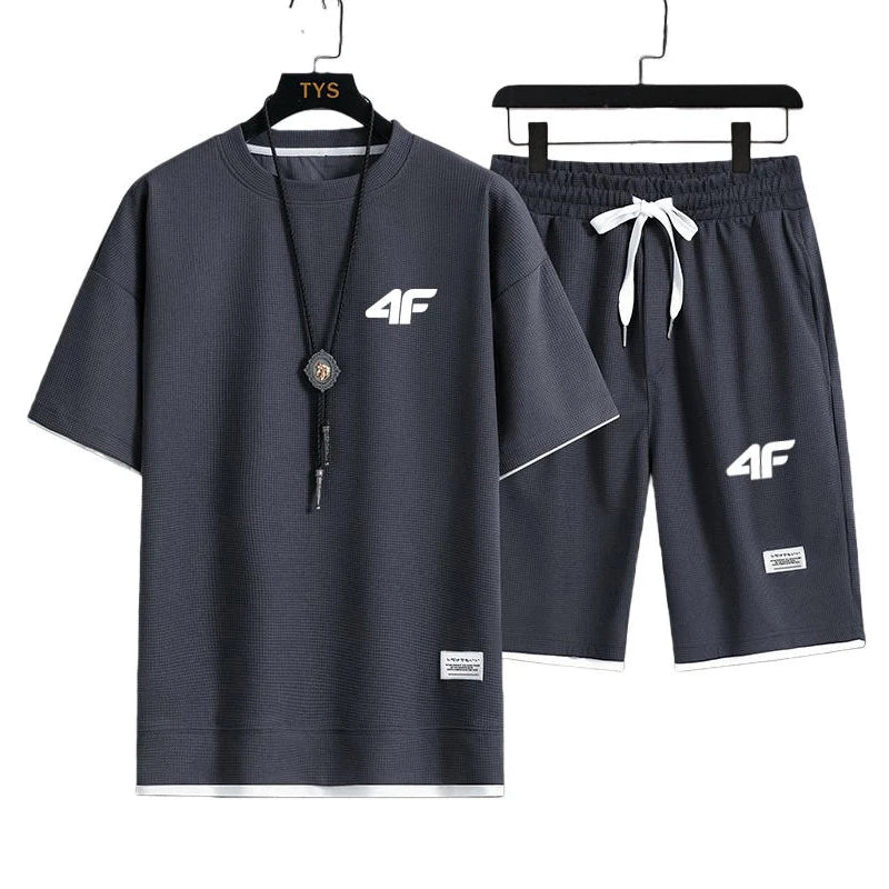 Men's sportswear set, new summer style casual short-sleeved T-shirt + shorts