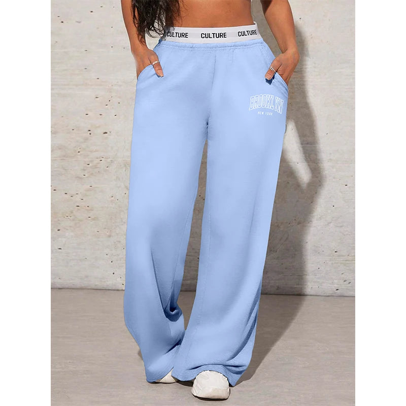 Women's  Letter Printed Casual Loose Wide Leg Pants