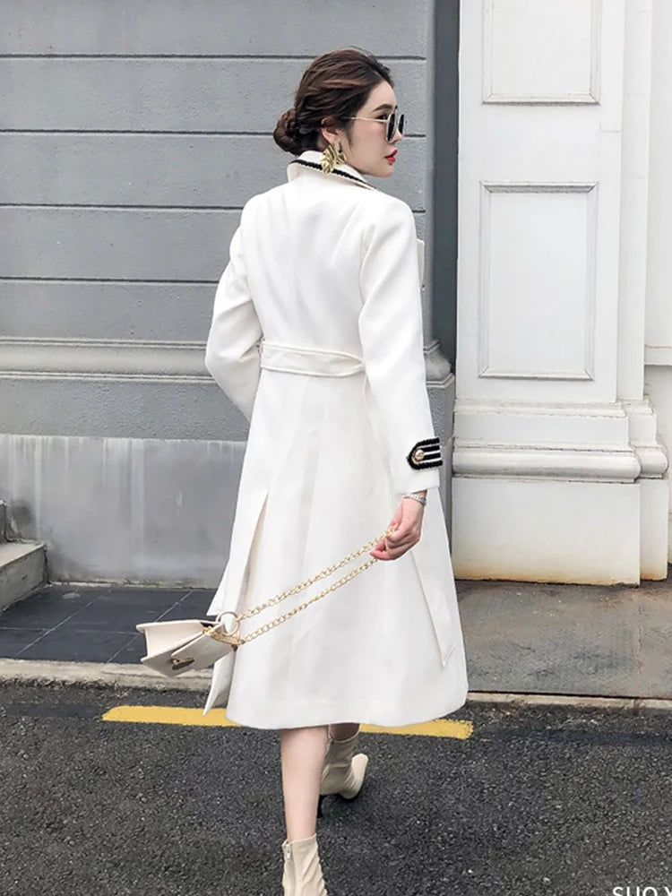Winter Double Breasted Black Long Woolen Coats