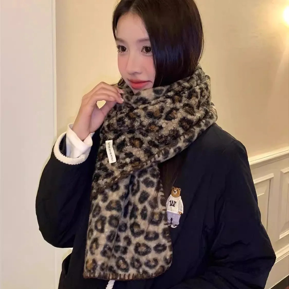 Ladies' Leopard Scarves Thickened Plush Kawaii Sweet Cool Scarves