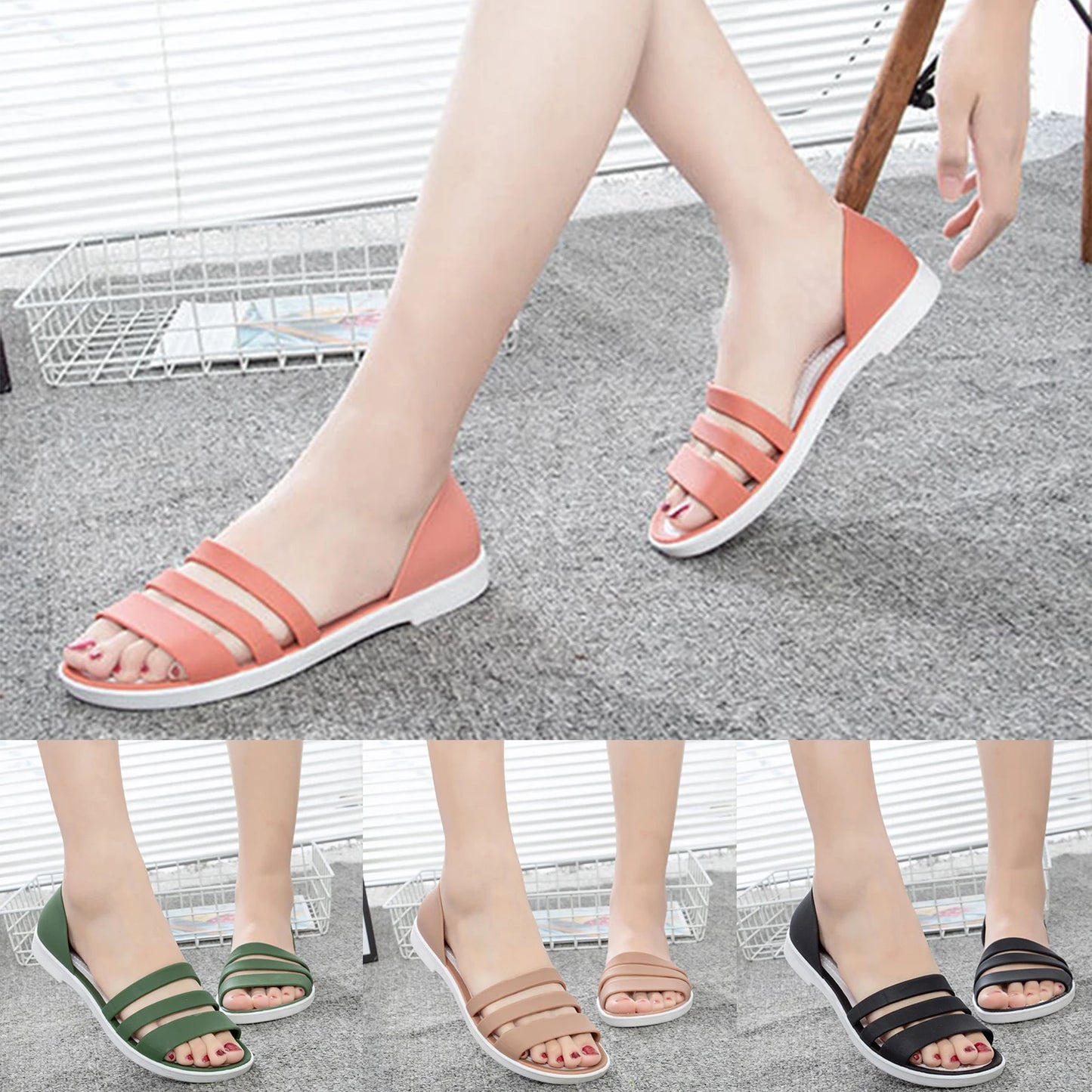 Women's Flat Beach Sandals Slip On casual flat slides