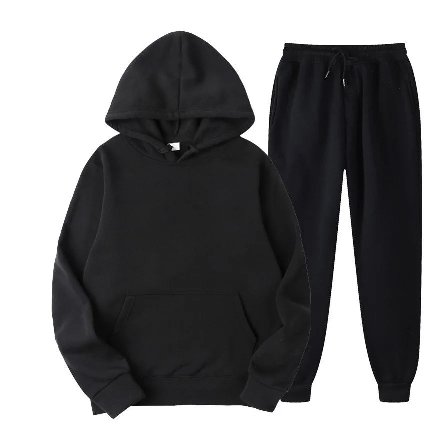 New Solid Color Hoodie+pants Two-piece set