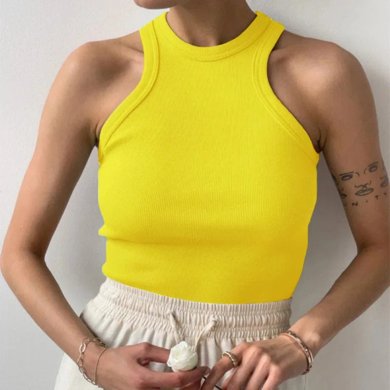 Tank Tops Women Yellow Casual Vest Sleeveless Camis